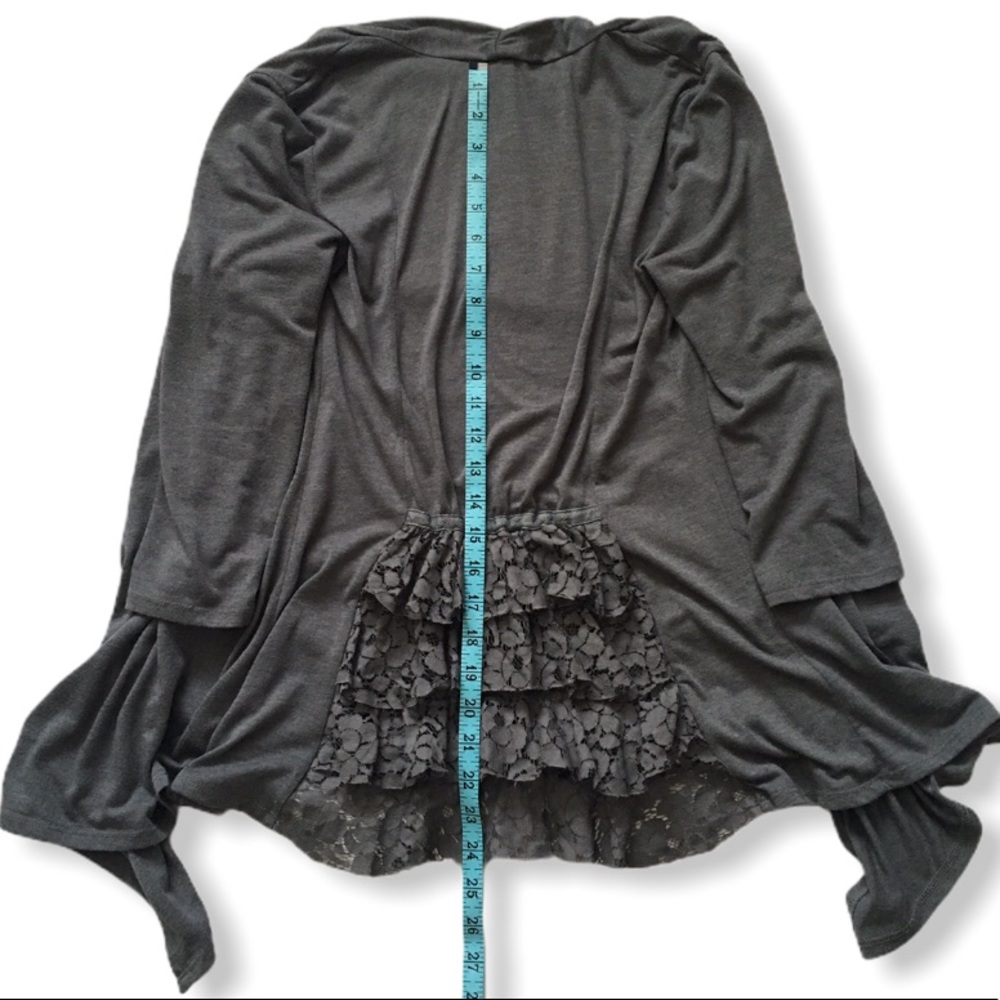 Eyeshadow Blue Open Front Ruffle Back Cardigan XS - Picture 7 of 7